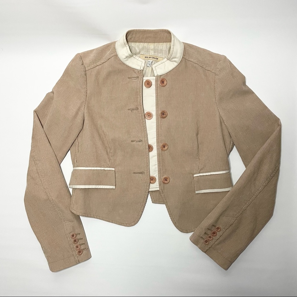 See By Chloe 8 Corduroy Jacket/Blazer Tan/Beige - Picture 4 of 9